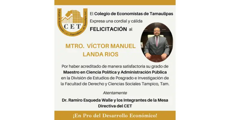 Felicitación acreditación grado Maestría Víctor Manuel Landa Ríos
