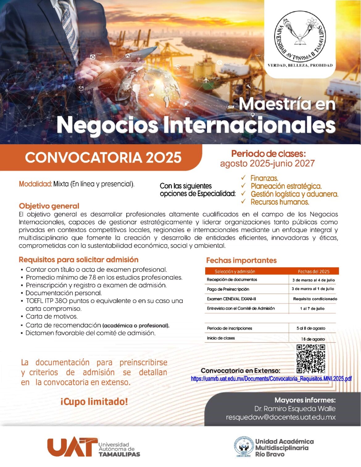 CONVOCATORIA 2025 Maestría en negocios internacionales